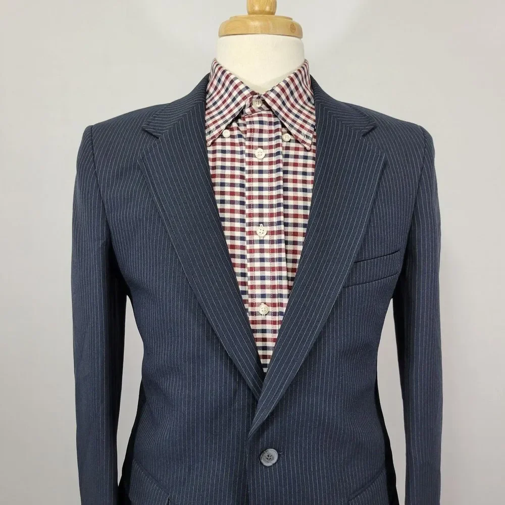 Levi's Men's Action Sport Coat Blazer Two Button Navy Striped Polyester Size 40R